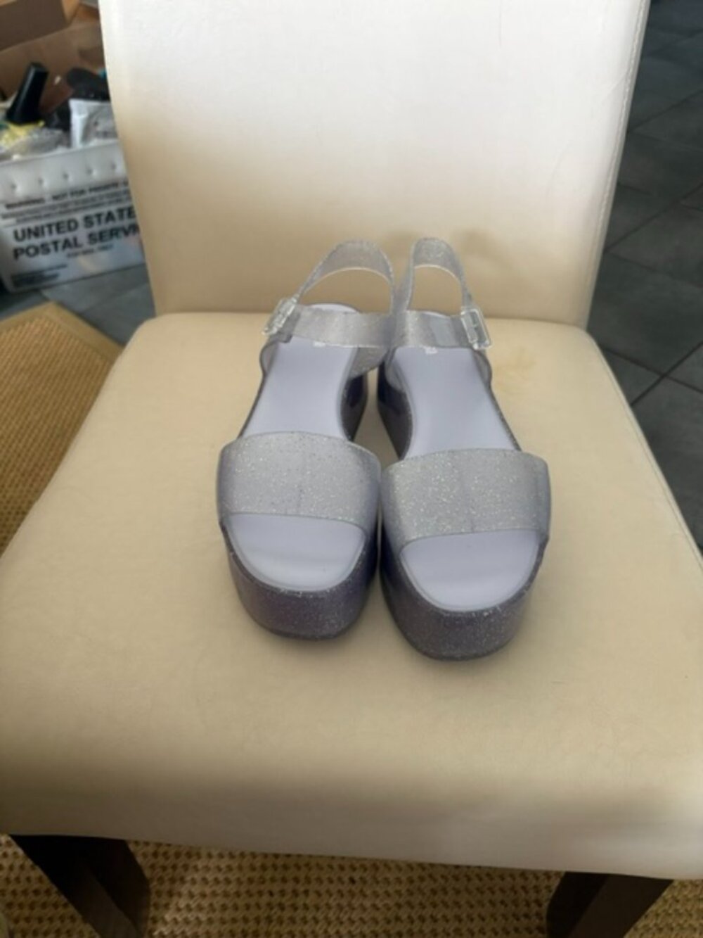Melissa , Size 10, Glitter, Clear Lilac, Wedges
